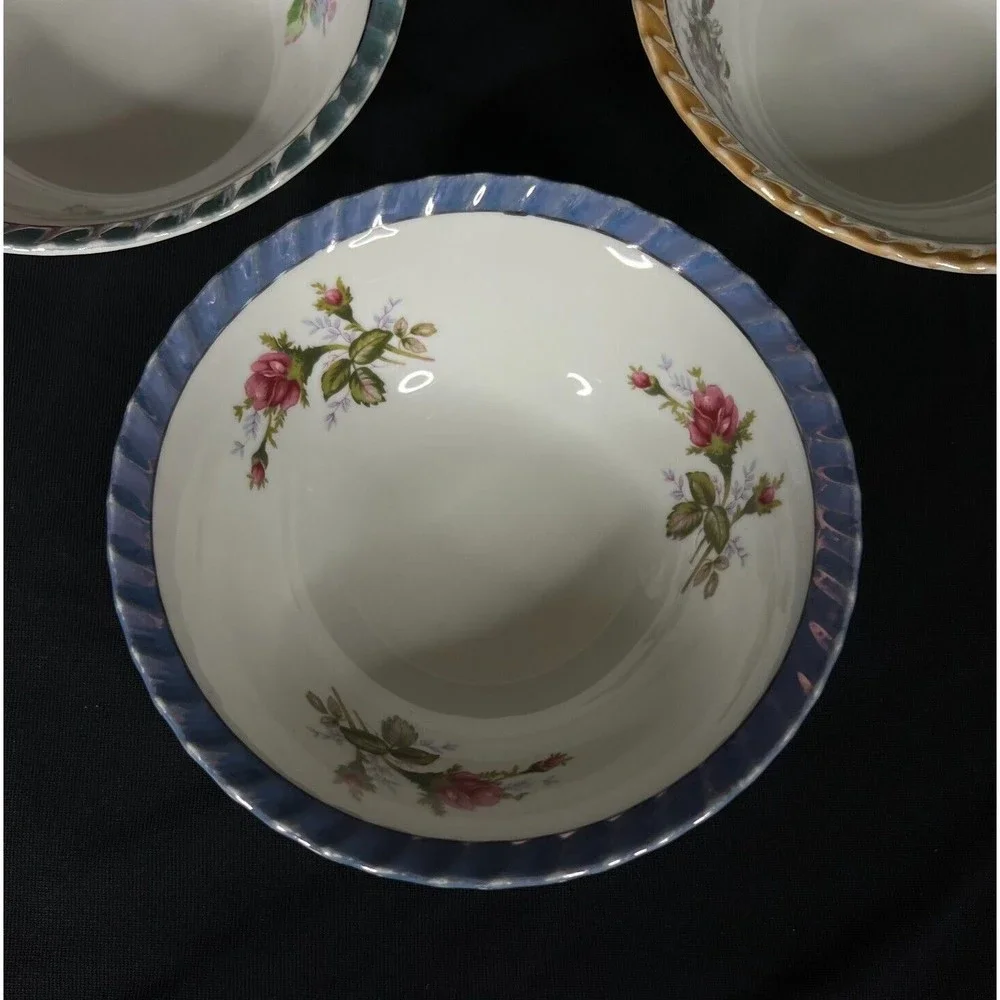Vintage Yamatsu Japan Lusterware Soup Cereal Bowl Floral Design 7